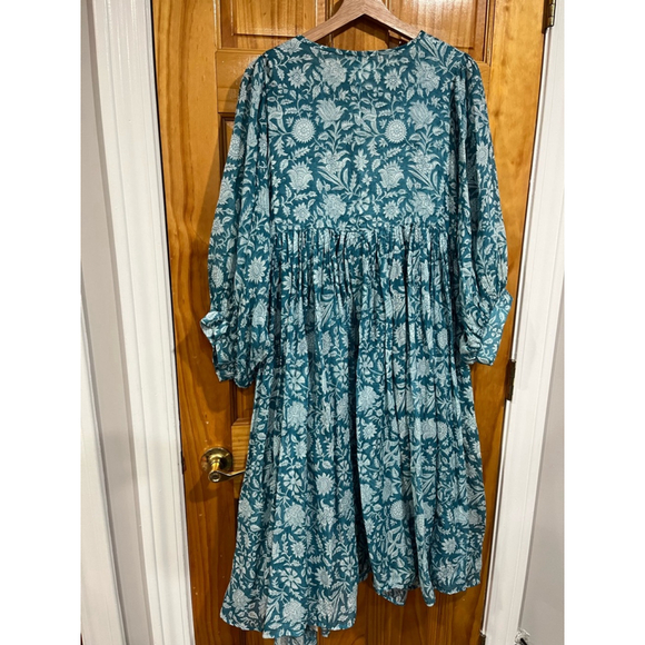 Women’s Daughters of India Kyra Dress in Ocean Blue Cotton Boho - Picture 5 of 7